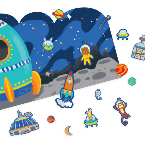 Play Again! Reusable Sticker Scenes - Space Critters - HoneyBug 
