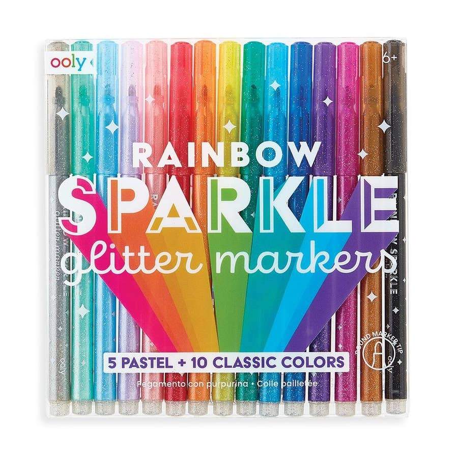 Rainbow Sparkle Glitter Markers - HoneyBug 