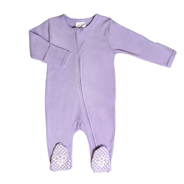 Organic Cotton Ribbed Footie - Orchid - HoneyBug 