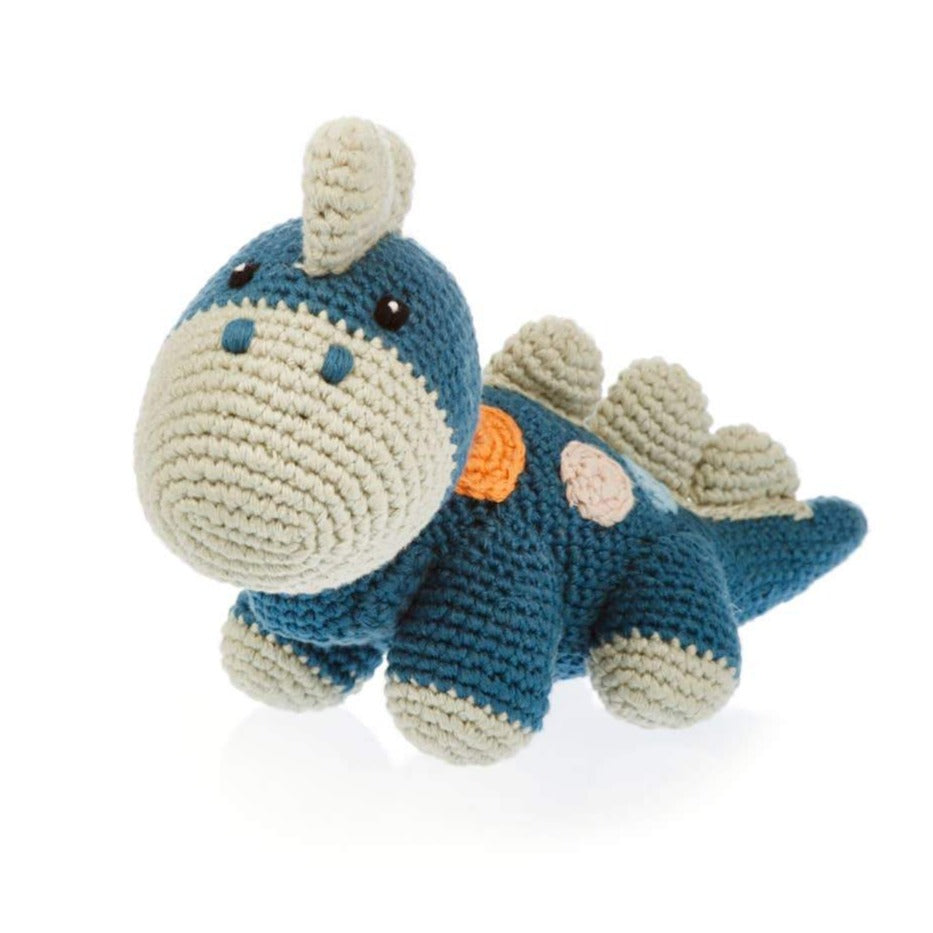 Fair Trade Blue Dino Rattle - HoneyBug 