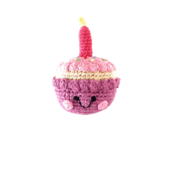 Friendly Cupcake with Candle - Mulberry - HoneyBug 