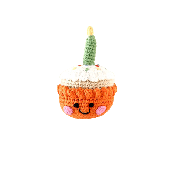 Friendly Cupcake with Candle - Orange - HoneyBug 