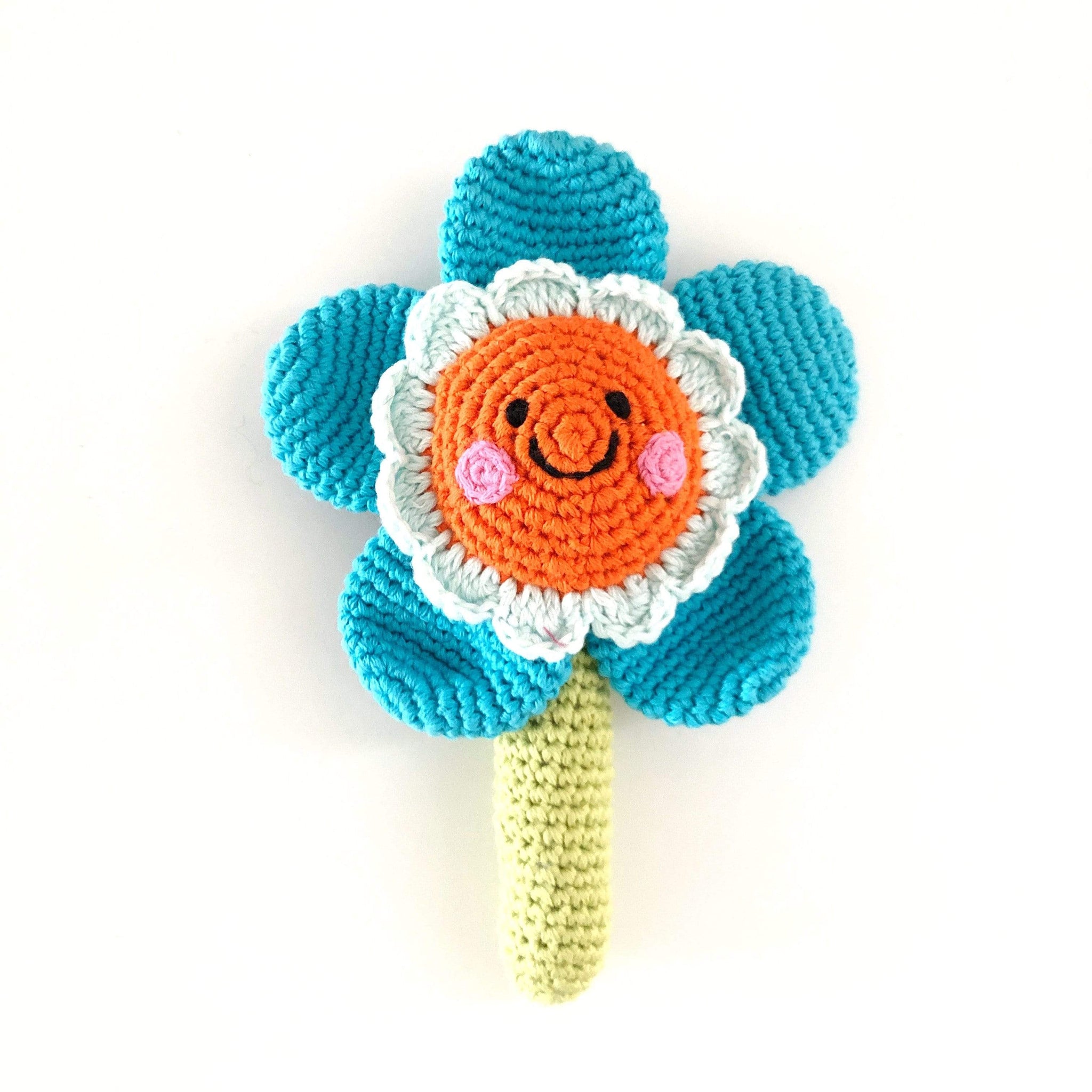 Friendly Flower Rattle - Turquoise - HoneyBug 