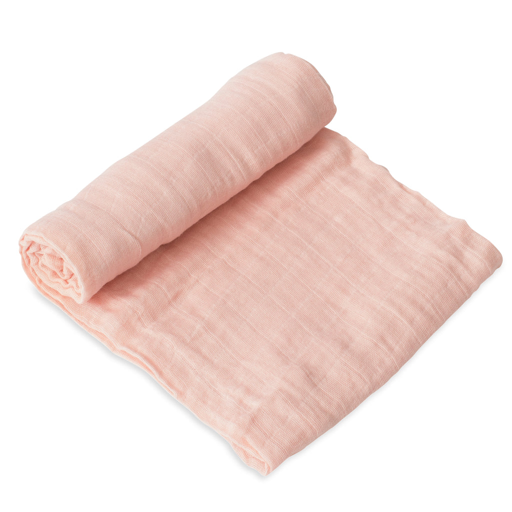 Cotton Muslin Swaddle Blanket - Rose Petal - HoneyBug 