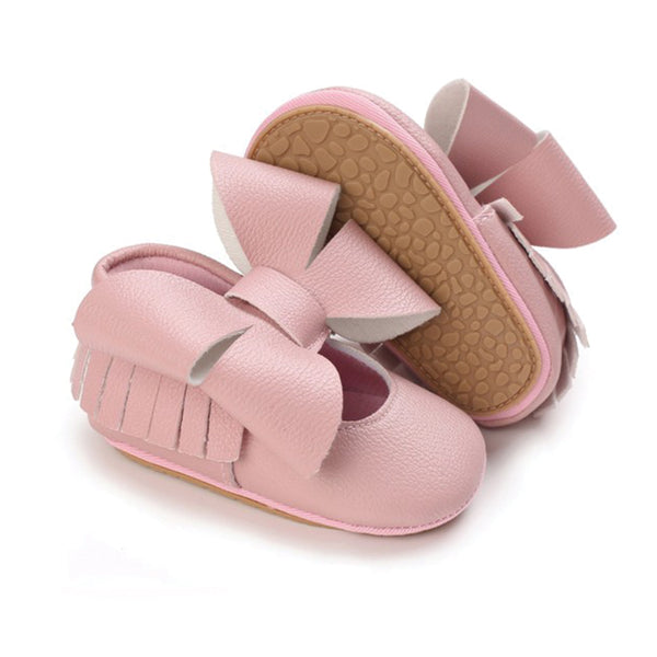 Infant/Toddler Hard Sole Ribbon Shoes - Blush - HoneyBug 