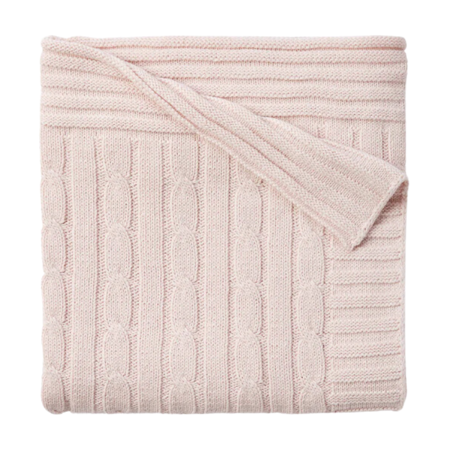 Cable Knit Baby Blanket - Pink - HoneyBug 