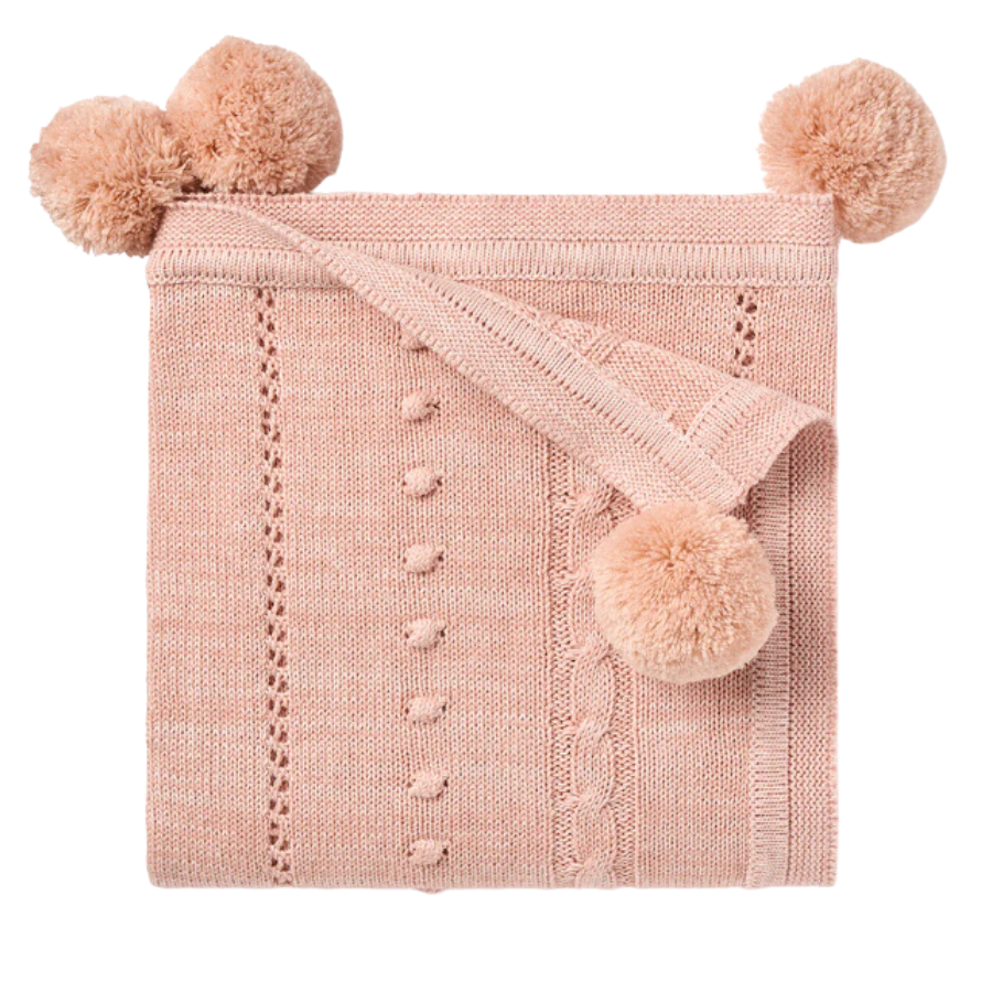 Pink Sweater Pointelle Blanket - HoneyBug 