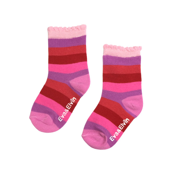 Pink & Purple Stripe Kids Socks - HoneyBug 