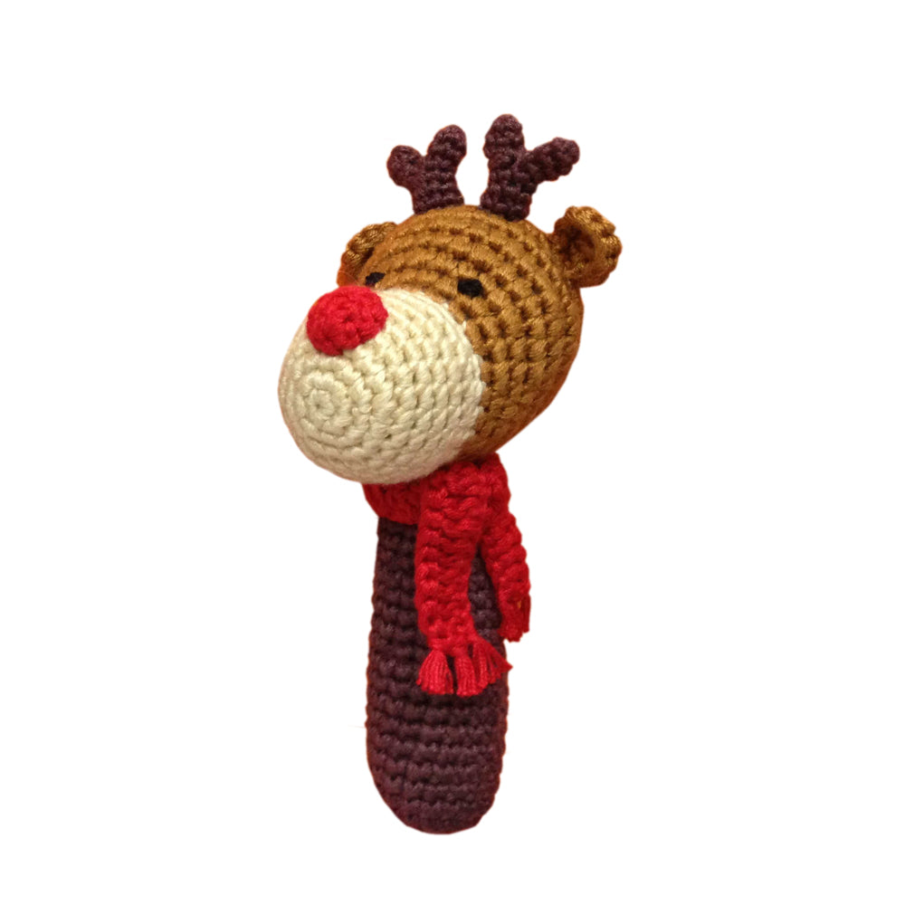 Reindeer Stick Hand Crocheted Rattle - HoneyBug 
