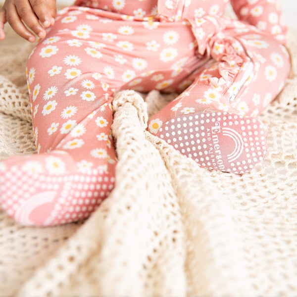 Rose Daisy Bamboo Baby Footie Pajama - HoneyBug 