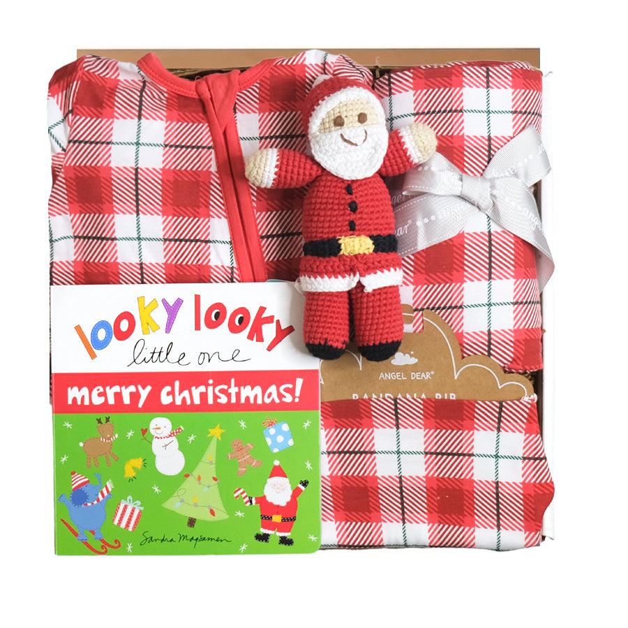 Holiday Plaid Santa Gift Box - HoneyBug 