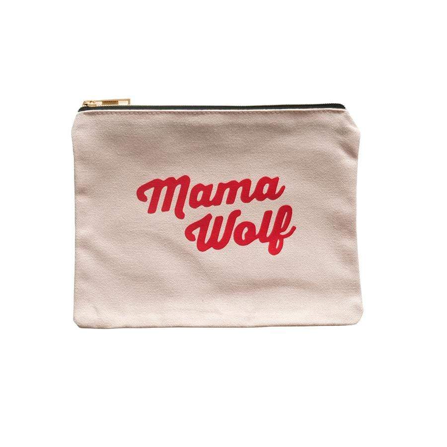 Canvas Zipper Pouch - Mama Wolf / Blush Bag - HoneyBug 