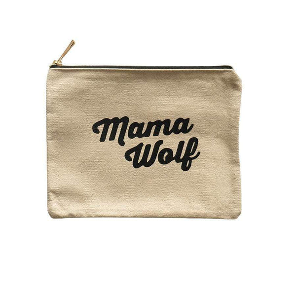 Canvas Zipper Pouch - Mama Wolf / Natural Bag - HoneyBug 