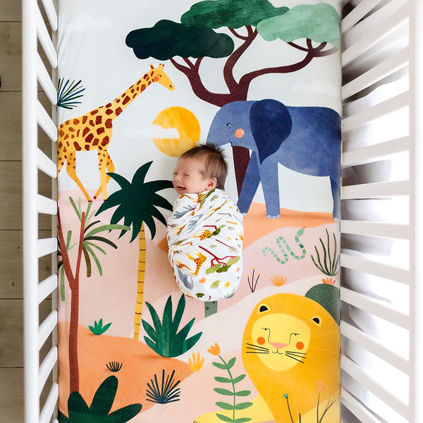 In The Savanna Standard Size Crib Sheet - HoneyBug 