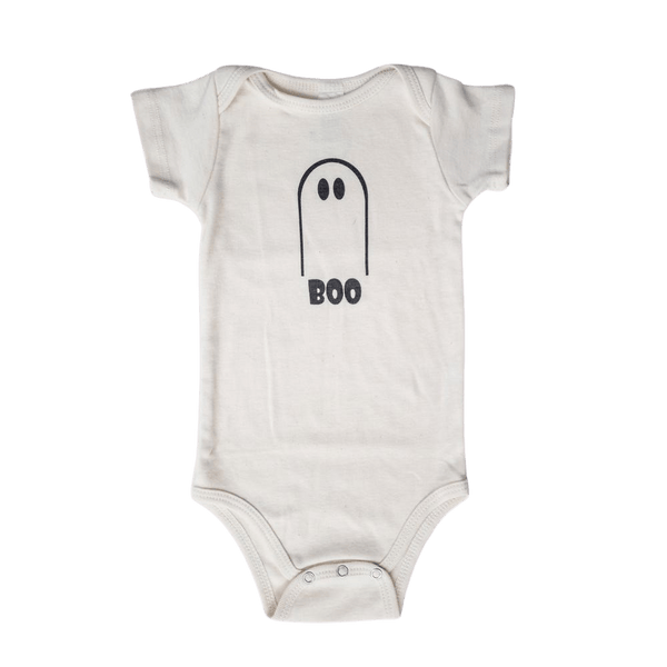 Organic Baby Romper, Halloween - Boo - HoneyBug 