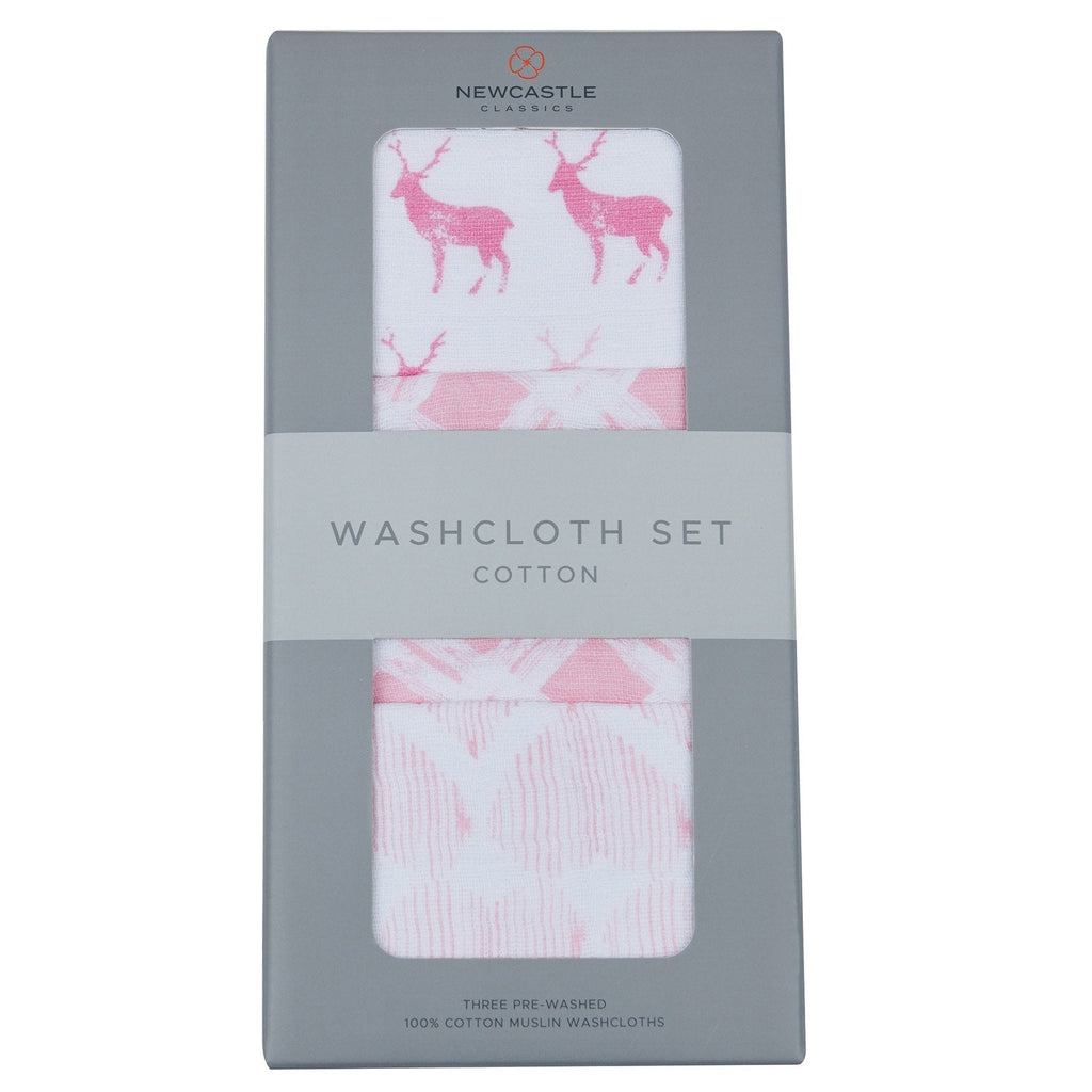 Pop of Pink Cotton Washcloth Set 3PK - HoneyBug 