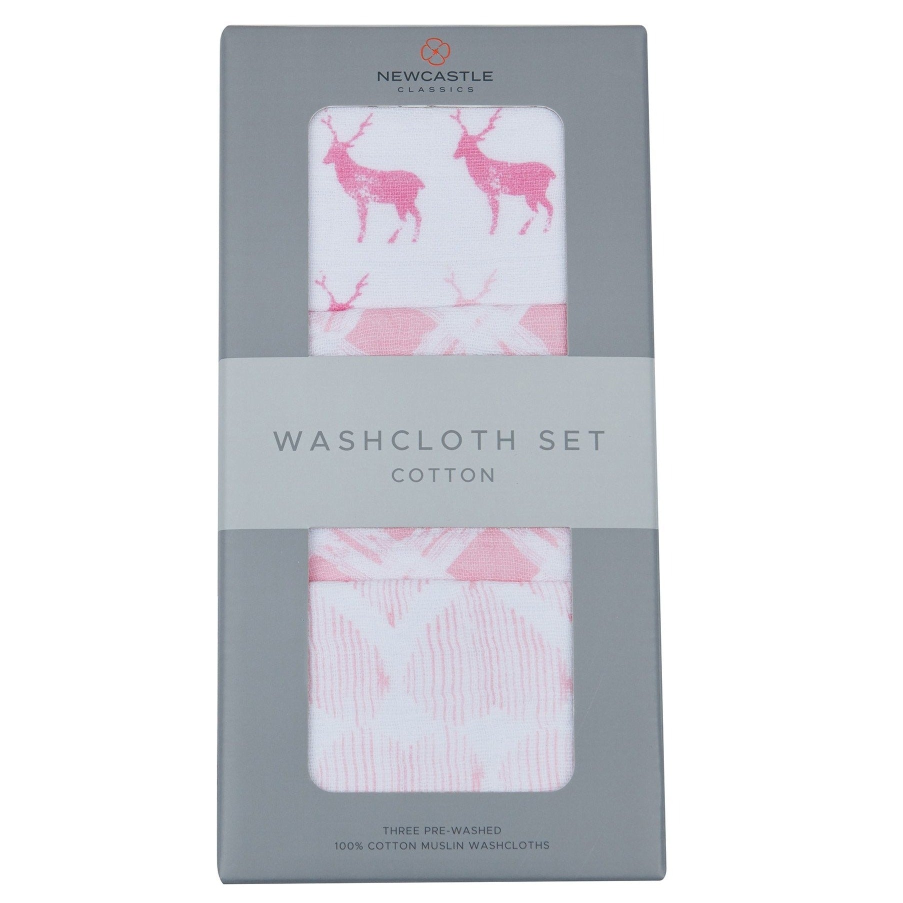 Pop of Pink Cotton Washcloth Set 3PK - HoneyBug 
