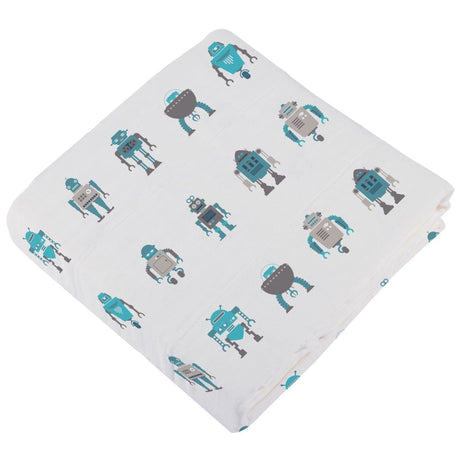 Robots Cotton Muslin Newcastle Blanket - HoneyBug 