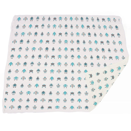 Robots Cotton Muslin Newcastle Blanket - HoneyBug 