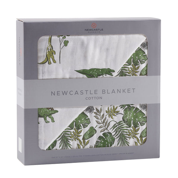 Dino Days and Tropical Forest Cotton Newcastle Blanket - HoneyBug 