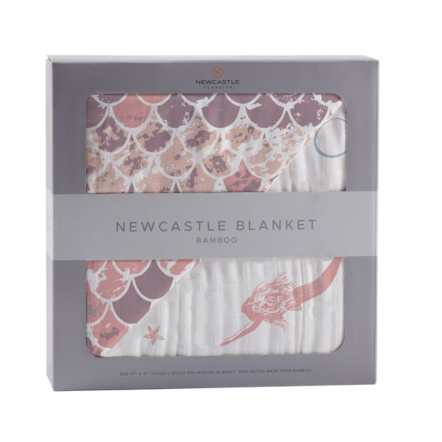 Mermaids and Scales Bamboo Muslin Newcastle Blanket - HoneyBug 