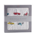 Vintage Muscle Cars and Motorcycles Bamboo Muslin Newcastle Blanket - HoneyBug 