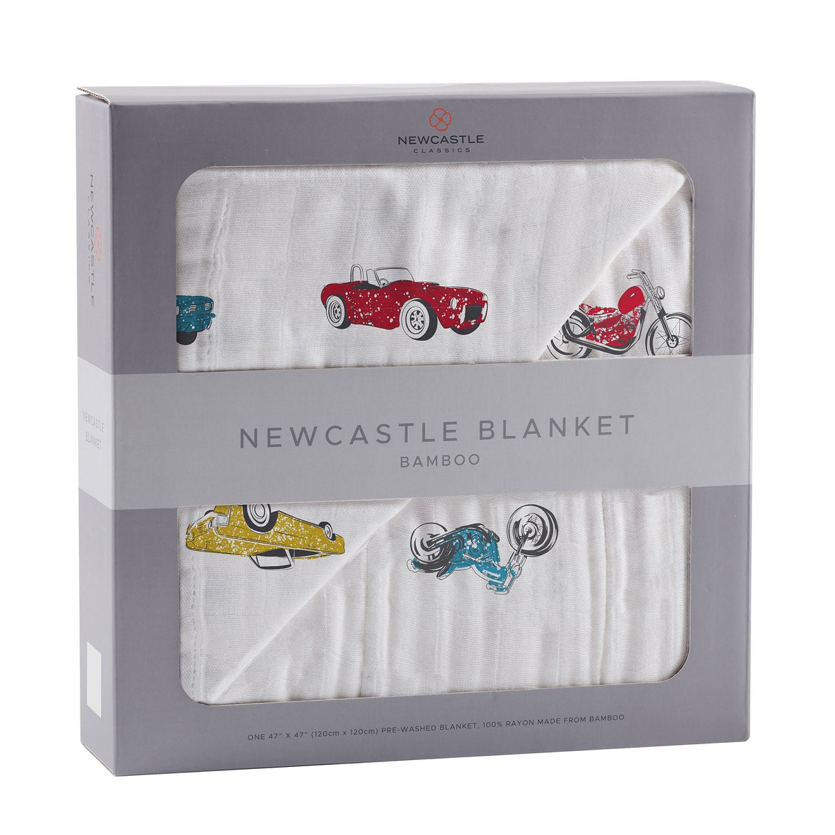 Vintage Muscle Cars and Motorcycles Bamboo Muslin Newcastle Blanket - HoneyBug 