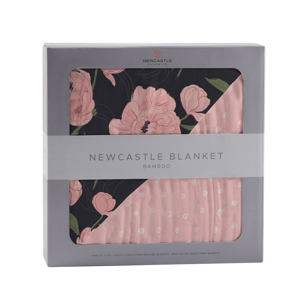 Peonies and Pearl Polka Dot Newcastle Blanket - HoneyBug 