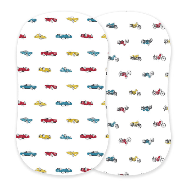 Vintage Muscle Cars and Vintage Motorcycles Bamboo Changing Pad Cover/Bassinet Sheets - HoneyBug 