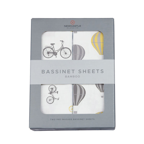 Vintage Bicycles and Hot Air Balloon Bamboo Changing Pad Cover/Bassinet Sheet - HoneyBug 