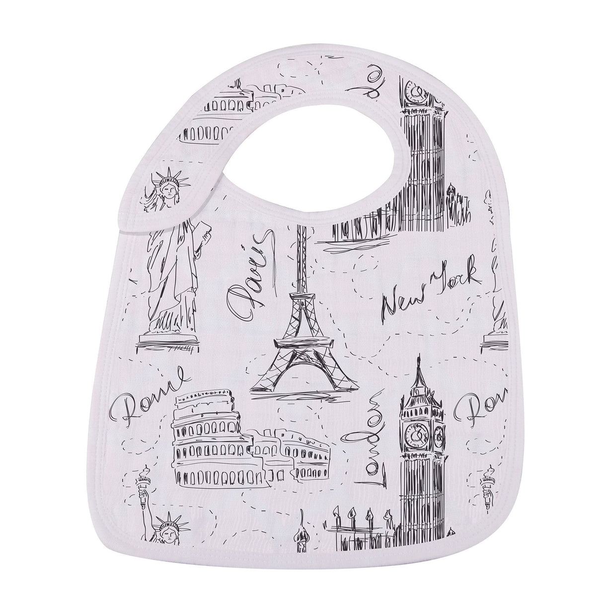 London, Paris, New York Snap Bibs - HoneyBug 