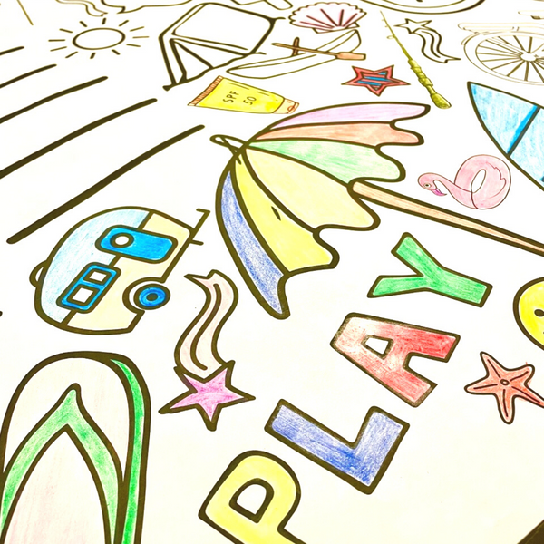 Summer Fun Coloring Table Cover by Creative Crayons Workshop - HoneyBug 