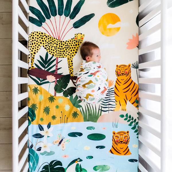 In The Jungle Standard Size Crib Sheet - HoneyBug 