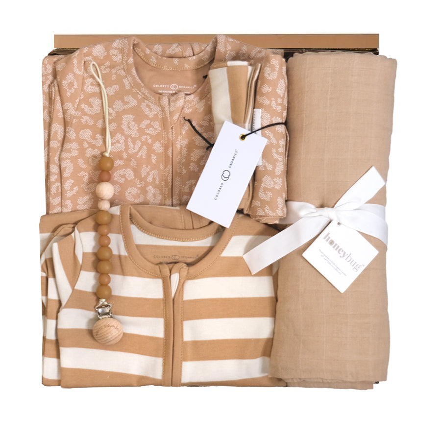 Signature Organic Gift Box - Tan + Leopard - HoneyBug 