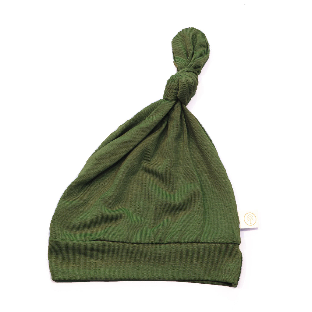 Bamboo Baby Top Knot Hat - Olive - HoneyBug 