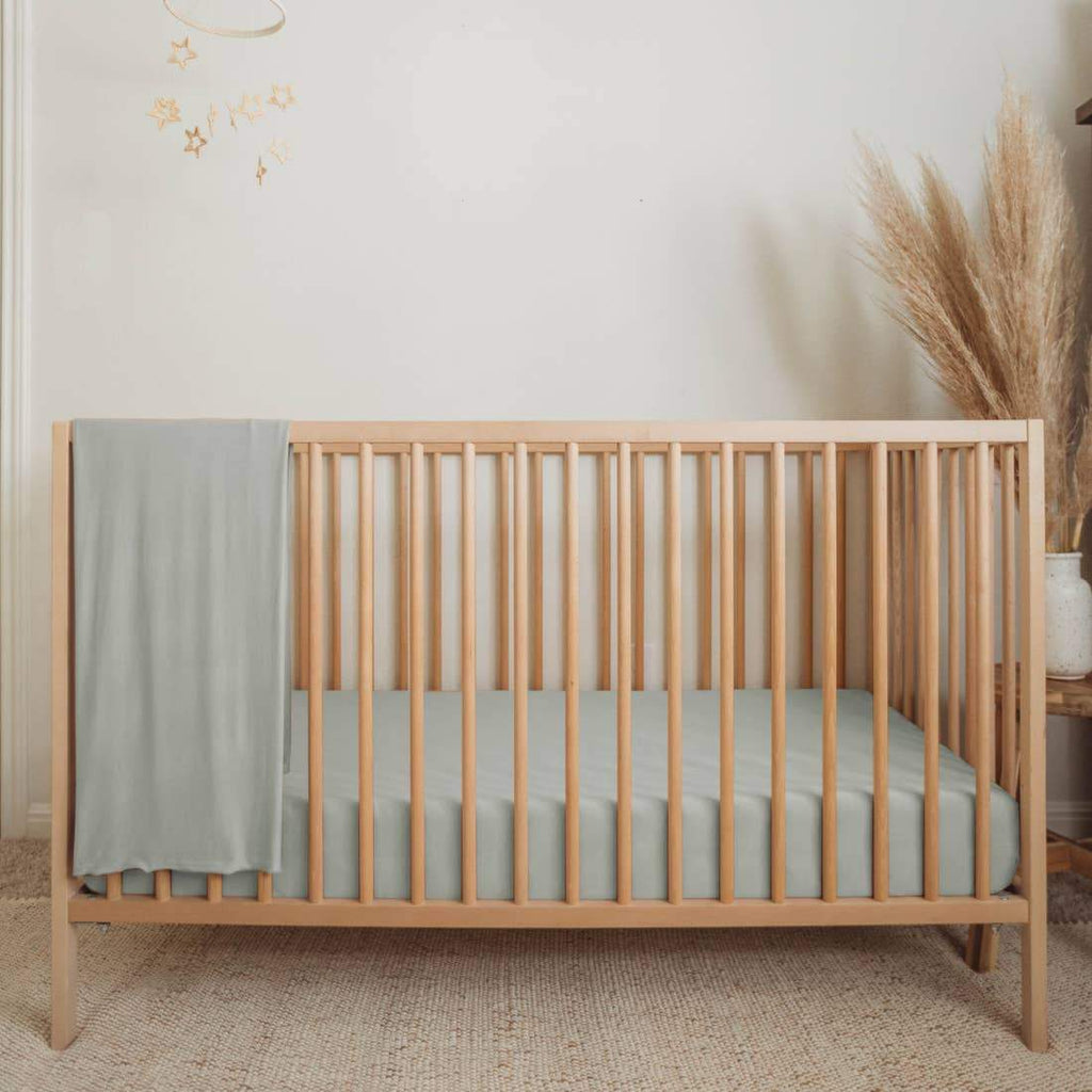 Organic Bamboo Viscose Crib Sheet - Sage - HoneyBug 