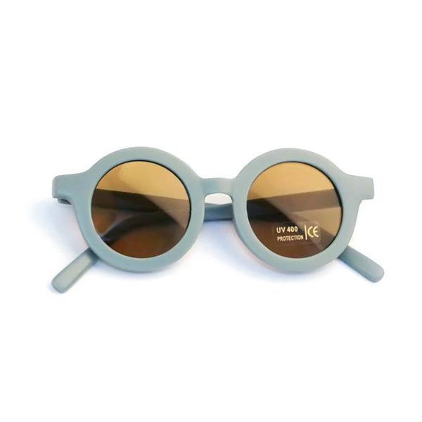 Round Retro Sunglasses - Sky Blue Matte - HoneyBug 