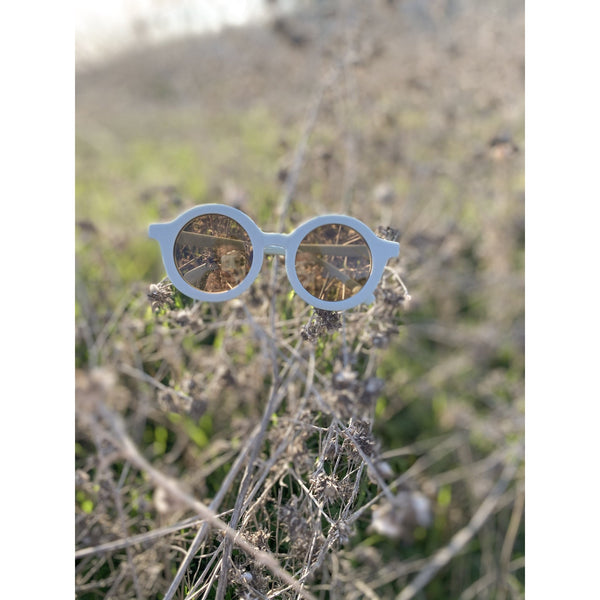 Round Retro Sunglasses - Sky Blue Matte - HoneyBug 