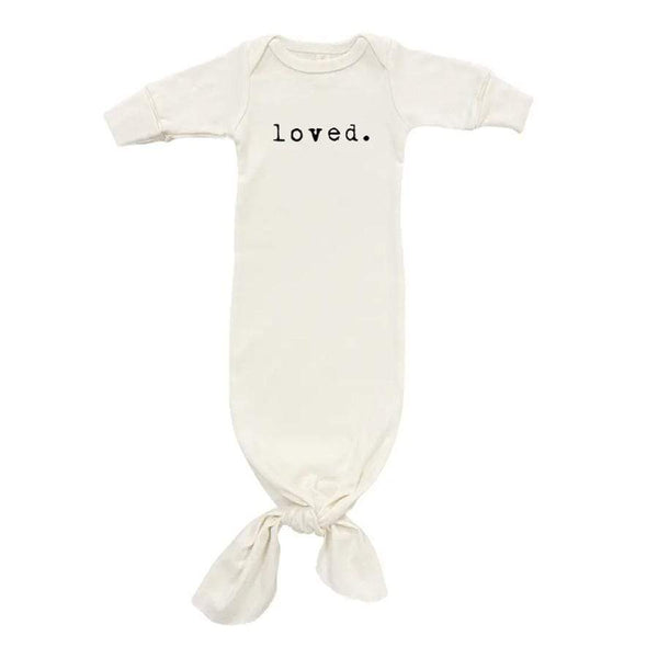 Loved - Long Sleeve Infant Tie Gown - Black - HoneyBug 