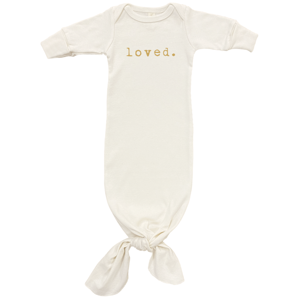 Loved - Long Sleeve Infant Tie Gown - Clay - HoneyBug 