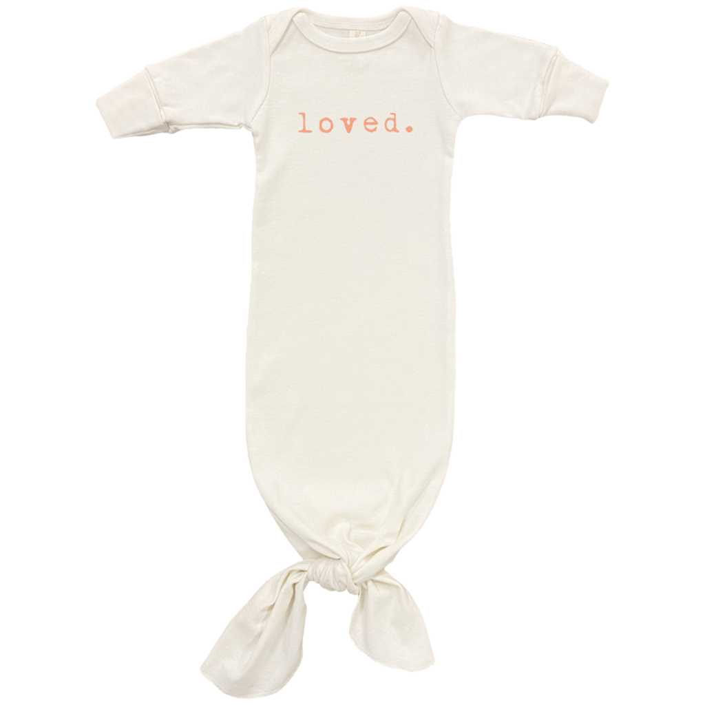 Loved - Long Sleeve Infant Tie Gown - Coral - HoneyBug 