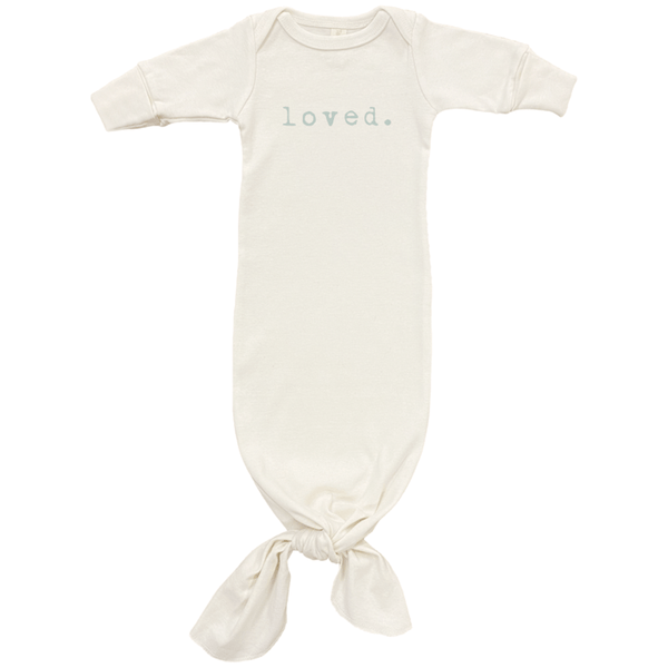 Loved - Long Sleeve Infant Tie Gown - Sage - HoneyBug 