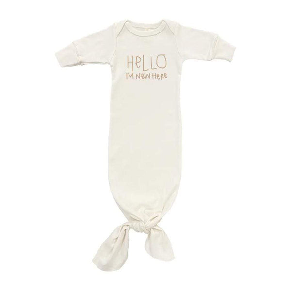 New Here - Long Sleeve Infant Tie Gown - Clay - HoneyBug 