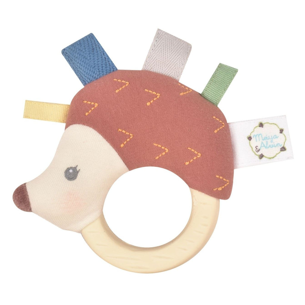 Ethan the Hedgehog Plush Rattle With Rubber Teether - HoneyBug 