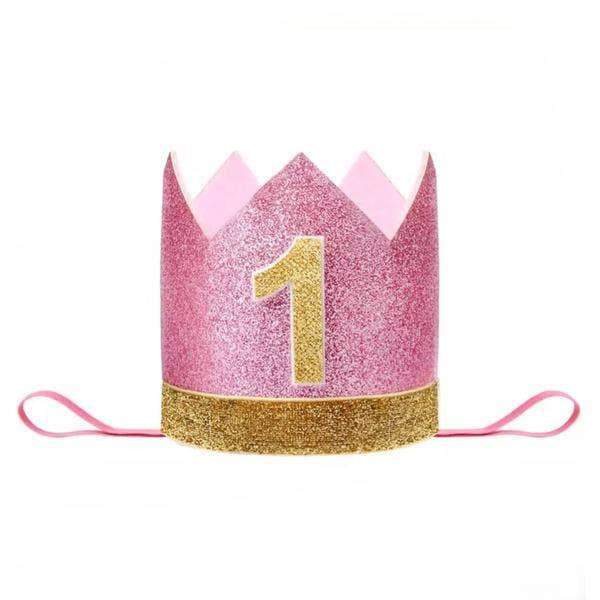 Pink First Birthday Crown - HoneyBug 