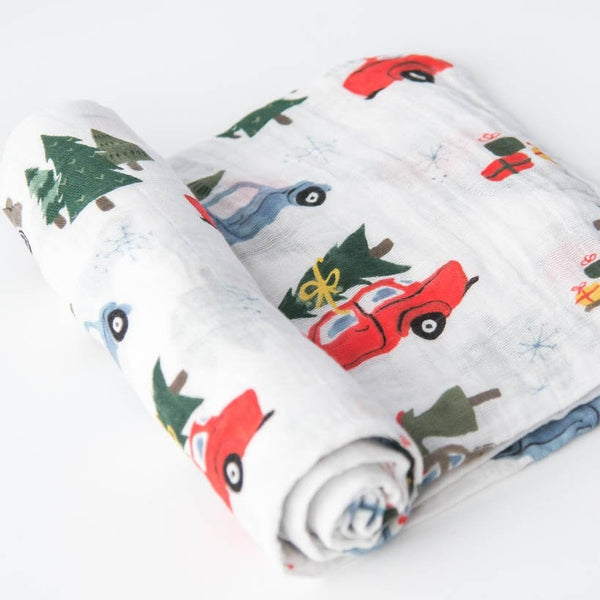Cotton Muslin Swaddle Blanket - Holiday Haul - HoneyBug 