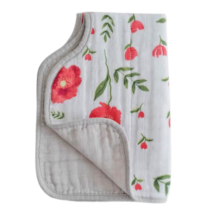 Cotton Muslin Burp Cloth 1pk - Summer Poppy - HoneyBug 