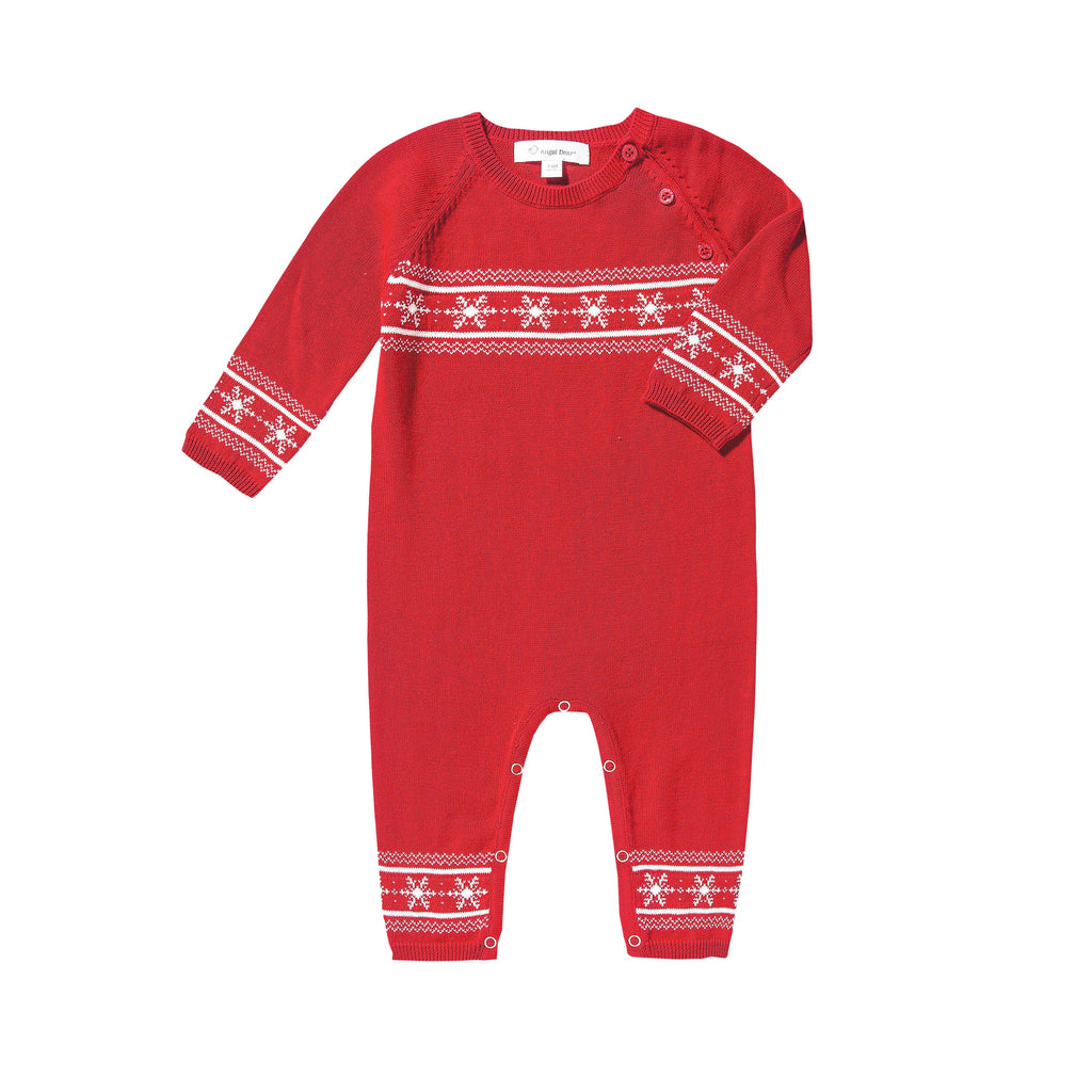 Knit Coverall - Holiday Red - HoneyBug 