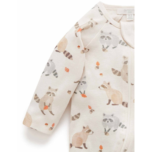 Printed Zip Growsuit - Little Raccoon - HoneyBug 