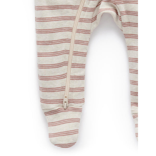 Printed Zip Growsuit - Prune Stripe - HoneyBug 